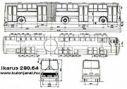 Габаритный чертеж автобуса Ikarus-280.64