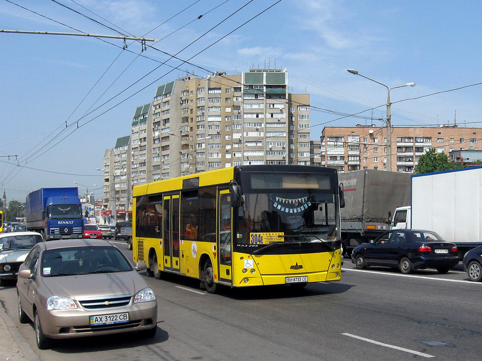 МАЗ-206-060 гос.# ВН8733СЕ 304-го маршрута на улице Вернадского неподалеку от Центрального автовокзала