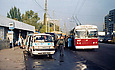Mazda-E2200 гос.# 1616ХАА маршрута 5т и ЗИУ-682 #817 5-го маршрута на пробивке проспекта Гагарина возле одноименной станции метро