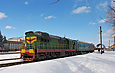 ЧМЭ3-2892 с поездом №6852 Смородино — Люботин на станции Богодухов перед отправлением в сторону станции Гуты