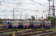ЭР2-347, ЭР2Р-7045, ЭР2Р-7036, ЭР2Т-7211 и ЭР2-1041 на станции Харьков-Пассажирский