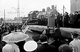 Торжественный митинг в ТЧ-2 "Октябрь" по случаю открытия паровоза-памятника Эу-677-49