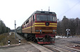 ТЭП70-0069 с пригородным поездом с пригородным поездом №6186 Кириковка - Сумы на перегоне Бакировка - Смородино подходит к о.п. Рупино