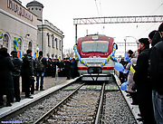 Торжественное открытие электрификации участка Полтава - Кременчуг на станции Потлава-Южная. Вид на ЕПЛ9Т-015 сразу после перерезания символической ленты