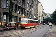 Tatra-K2SU #1909 5-го маршрута на улице Пушкинской в районе остановки "Площадь Советской Украины" (ныне "Площадь Конституции")