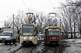 КТМ-19КТ #3102 27-го маршрута и Tatra-T3SU #3021-3022 3-го маршрута на конечной станции "Новожаново"