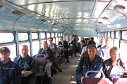 Группа английских туристов в салоне вагона МТВ-82 #55