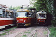 Tatra-T3SU #1701 и #1504 в открытом парке Коминтерновского трамвайного депо