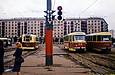 Tatra-T3SU #1713, #1749 6-го маршрута и РВЗ-6 #1078 16-го маршрута на Пролетарской площади