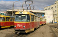 Tatra-T3SU #1799-1800 6-го маршрута на конечной станции "602-й микрорайон"