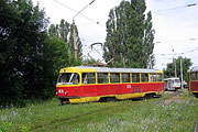 Tatra-T3SU #1835 30-го маршрута заходит на конечную "Льва Толстого"
