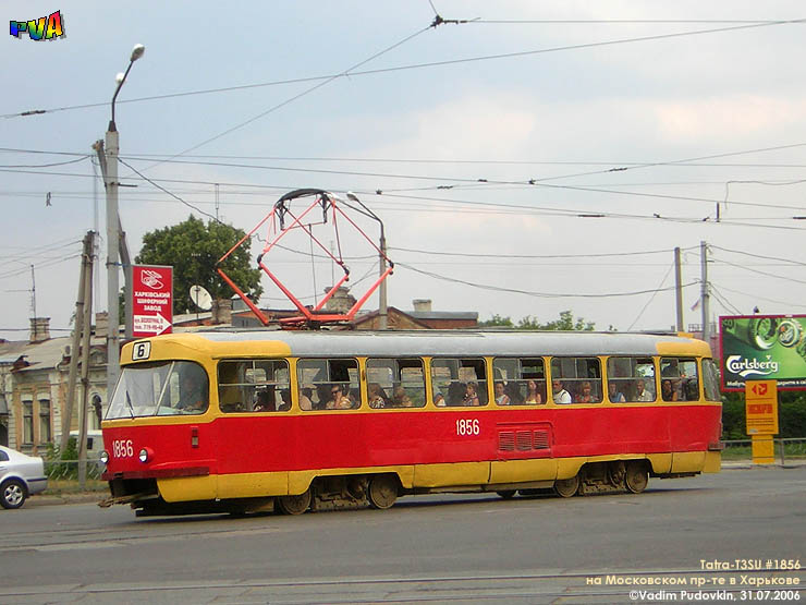 Tatra-T3SU #1856 6-го маршрута пересечении Московского проспекта и площади Восстания