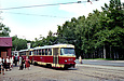 Tatra-T3SU #1875-1876 на улице Мироносицкой возле конечной "Парк им. Горького"