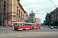 Tatra-T3SU #1875-1876 6-го маршрута на площади Розы Люксембург пересекает улицу Университетскую