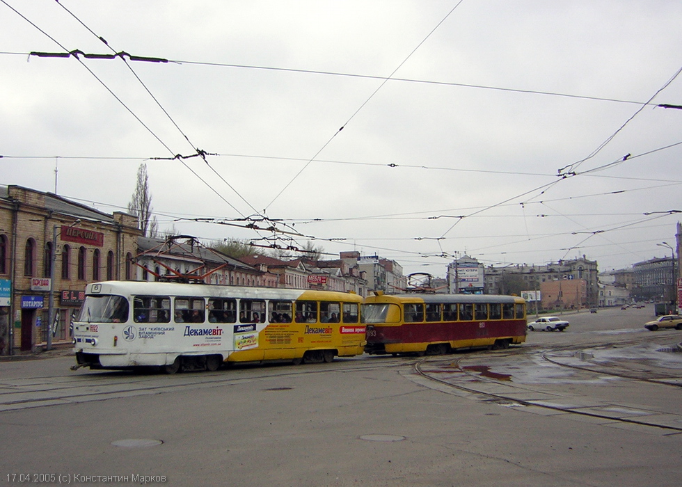 Tatra-T3SU #1892-1893 6-го маршрута на Московском проспекте возле Харьковского моста