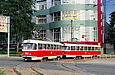Tatra-T3SU #3007-3008 6-го маршрута поворачивает из Салтовского переулка на улицу Академика Павлова