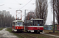 Tatra-T3SUCS #3008 и Tatra-T6B5 #4572 27-го маршрута на улице Академика Павлова возле станции метро "Студенческая"