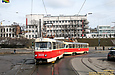 Tatra-T3SU #3009-3010 6-го маршрута поворачивает с Пролетарской площади на улицу Полтавский шлях