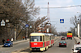 Tatra-T3SU #3009-3010 3-го маршрута на улице Октябрьской революции, следует по Основянскому мосту