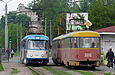 Tatra-T3A #5117-5118 и Tatra-T3SU #3009-3010 3-го маршрута на улице Полтавский Шлях возле станции метро "Холодная Гора"