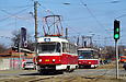 Т3-ВПСТ #3010 6-го маршрута и Tatra-T6B5 #4541 27-го маршрута на улице Академика Павлова на перекрестке с Салтовским шоссе