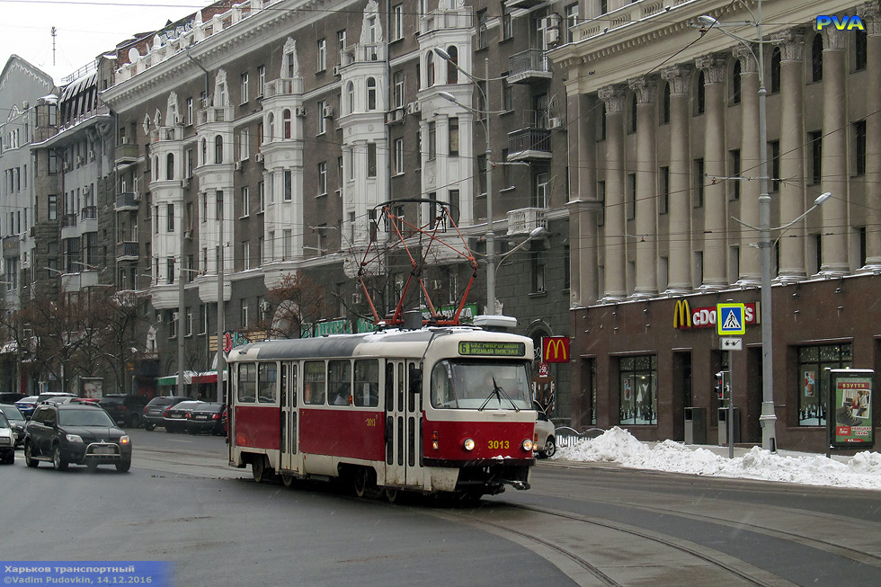 Tatra-T3SUCS #3013 6-го маршрута на Павловской площади возле улицы Университетской