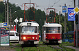 Tatra-T3SUCS #3014 и Tatra-T3SU #3033 20-го маршрута на улице Клочковской возле перекрестка с улицей Павловской