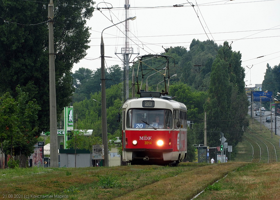 Tatra-T3SUCS #3014 20-го маршрута на улице Клочковской возле Сосновой Горки