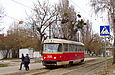 Tatra-T3SU #3015 7-го маршрута на улице Кривомазова, остановка "Улица Боровая"