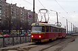 Tatra-T3SU #3017-3018 3-го маршрута на улице Полтавский Шлях возле станции метро "Холодная Гора"