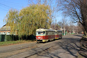 Tatra-T3SU #3021-3022 на улице Октябрьской революции в районе конечной "Новожаново"