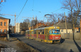Tatra-T3SU #3021-3022 3-го маршрута на улице Грековской приближается к остановке "улица Рыбасовская"