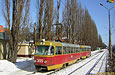 Tatra-T3SU #3025-3026 3-го маршрута на улице Полтавский шлях в районе станции метро "Холодная гора"