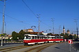 T3-ВПСт #3025-3026 3-го маршрута поворачивает с Сергиевской площади на Павловскую площадь