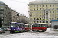 T3-ВПСт #3025-3026 3-го маршрута и Tatra-T3SUCS #407 1-го маршрута на РК "Южный вокзал"