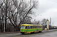 Tatra-T3SU #3042 27-го маршрута на улице Октябрьской Революции спускается с Основянского моста