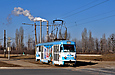 Tatra-T3SU #3042 6-го маршрута на Салтовском шоссе перед перекрестком с проспектом Тракторостроителей