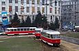 Tatra-T3SUCS #3042 7-го маршрута, #337 1-го маршрута и T3-ВПСт #312 12-го маршрута на РК "Южный Вокзал"