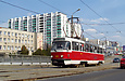 Tatra-T3SUCS #3042 6-го маршрута на улице Плехановской поднимается на Балашовский путепровод