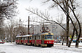 Tatra-T3SU #3047 на буксире у #654-670 следует по Салтовскому шоссе в районе улицы Эйдемана