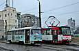 Tatra-T3SU #3053 6-го маршрута и Tatra-T6B5 #4531 8-го маршрута на конечной станции "602 микрорайон"