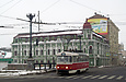 Tatra-T3A #3057 6-го маршрута поворачивает с улицы Полтавский Шлях на Сергиевскую площадь