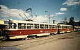 Tatra-T3SU #3062-3061 27-го маршрута на улице Героев Труда возле одноименной станции метро