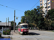 Tatra-T3SU #3067 7-го маршрута на улице Кривомазова отправился от остановки "Улица Сущенская"