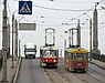 Tatra-T3SU #7042 маршрута 8-г и #3071 6-го маршрута на Балашовском путепроводе