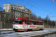 Tatra-T3SU #3073 14-го маршрута на улице Морозова в районе остановки "аллея Славы"