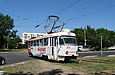 Tatra-T3SU #3073 6-го маршрута на Салтовском шоссе на перекрестке с проспектом 50-летия СССР