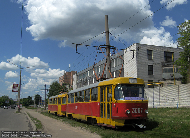 Tatra-T3SU #3087-3088 6-го маршрута на Салтовском шоссе