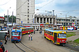 Tatra-T3SU #3094-3095 и #3071-3072 6-го маршрута на конечной станции "Южный вокзал"