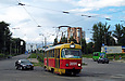 Tatra-T3SU #3094 20-го маршрута поворачивает с проспекта Победы на улицу Клочковскую
